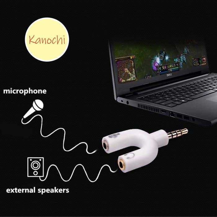 Audio Splitter Jack 3.5mm to dual female U Shape 2in1 Mic dan Headset