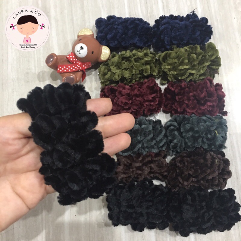 IKAT KUNCIR USUS DONAT BESAR WARNA 12PC GROSIR LUSINAN