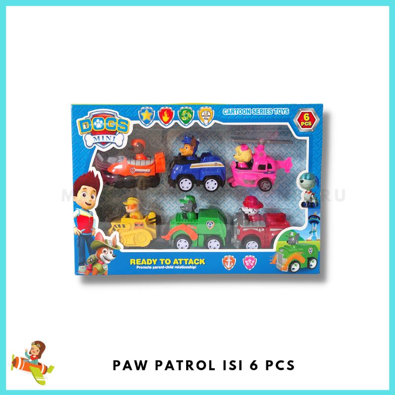 Mainan Anak Mobil Paw Patrol Figure Paw Patrol Pull Back Bisa Jalan Isi 6Pcs 8Pcs 9Pcs