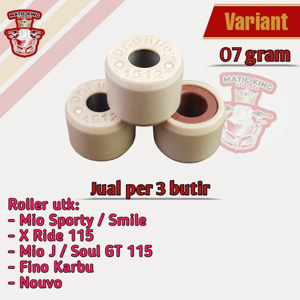 Roller Mio Sporty Smile J X-Ride Soul GT Fino Nouvo 110 KARBU 7 8 9 10 gram DR PULLEY tipe 1512 per 3 butir