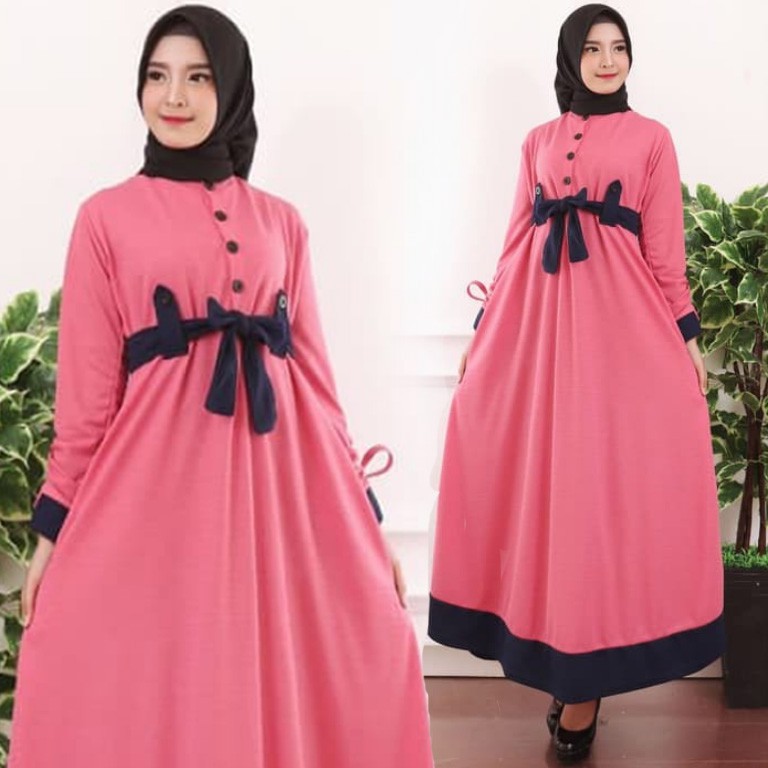 Gamis Terbaru ZY76 Maxy Dress Kancing aktif Garansi Termurah Terlaris Dan Modis