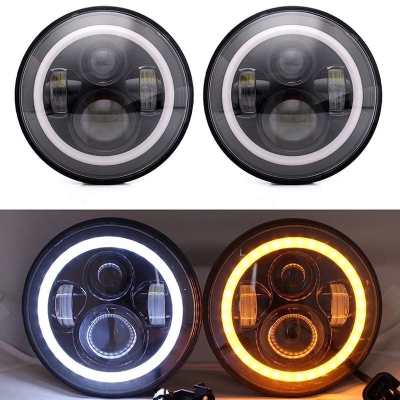 Lampu tembak daymaker bulat 7inci 4mata ring 2warna Waterproof -LAMPU TEMBAK DAYMAKER 7INC BULAT RING 2WARNA PEMAKAIAN MOTOR MOBIL