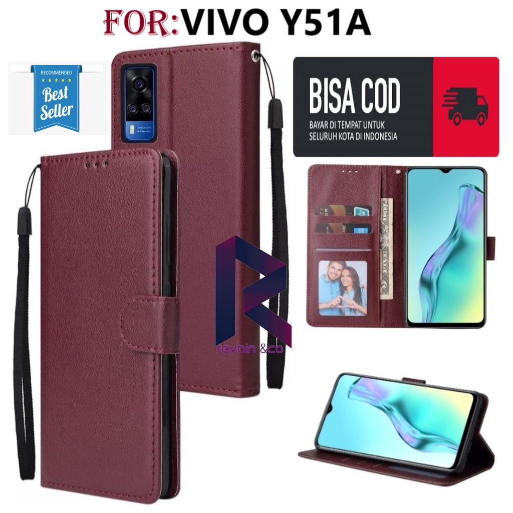 FLIP COVER VIVO Y51A CASING DOMPET FLIP WALLET LEATHER KULIT PREMIUM SARUNG BUKA TUTUP FLIP CASE VIVO Y51A