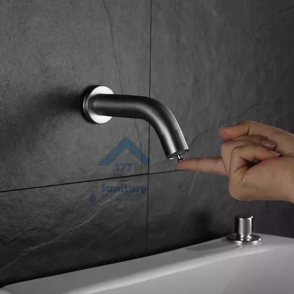 Kran TEMBOK Stainless 304 tekan ON OFF mini T17- keran air wudhu unik uniq touch tap faucet push unique stenlis minimalis simple /B3