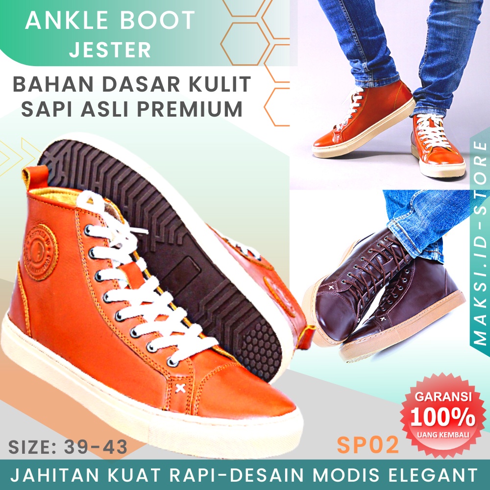 Sepatu Safety Boots Kulit Pria Original Sepatu Boots Pria Kulit Sapi Asli SP02 Shoes Casual Bahan Kulit Sapi Asli Premium Desain Simple Dan Keren Garansi Original KUALITAS TERJAMIN MEMUASKAN