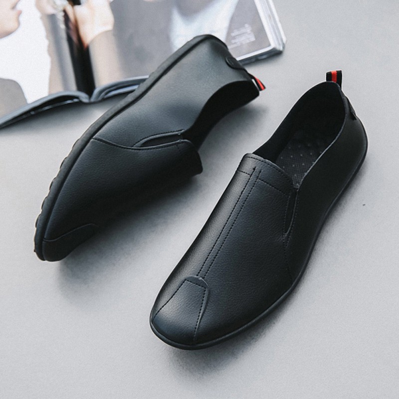 Toread Sepatu Pria Slip On Casual Anti Air Sepatu Kulit Hitam Formal Sepatu Kerja KSP201