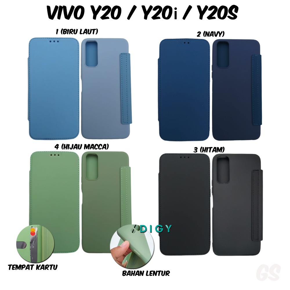 Spesial Murah import Casing VIVO Y20 = Y20i = Y20S  Flip Cover Candy  Polos Standing Case