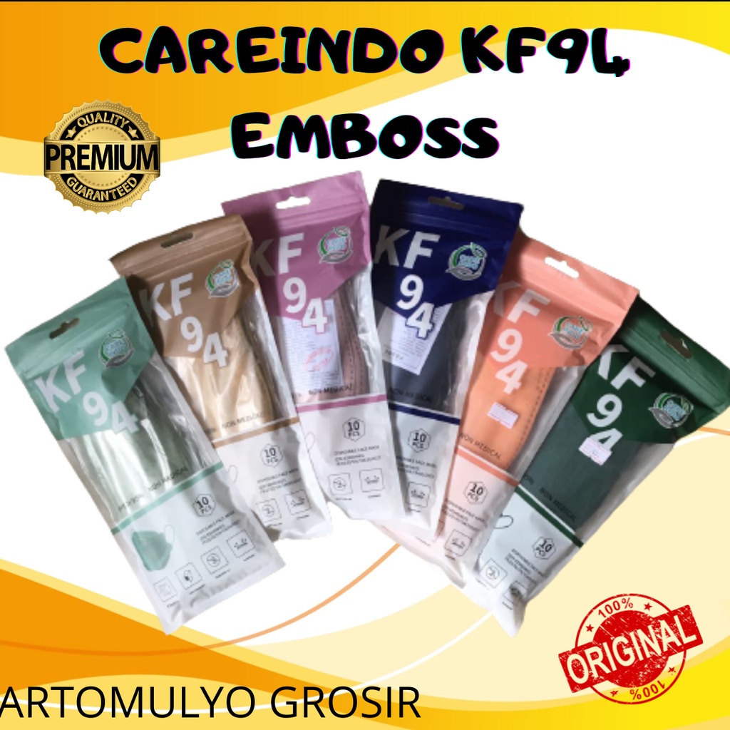 MASKER CAREINDO KF94 PREMIUM ORIGINAL EMBOSS ISI 10 PCS ORIGINAL KF