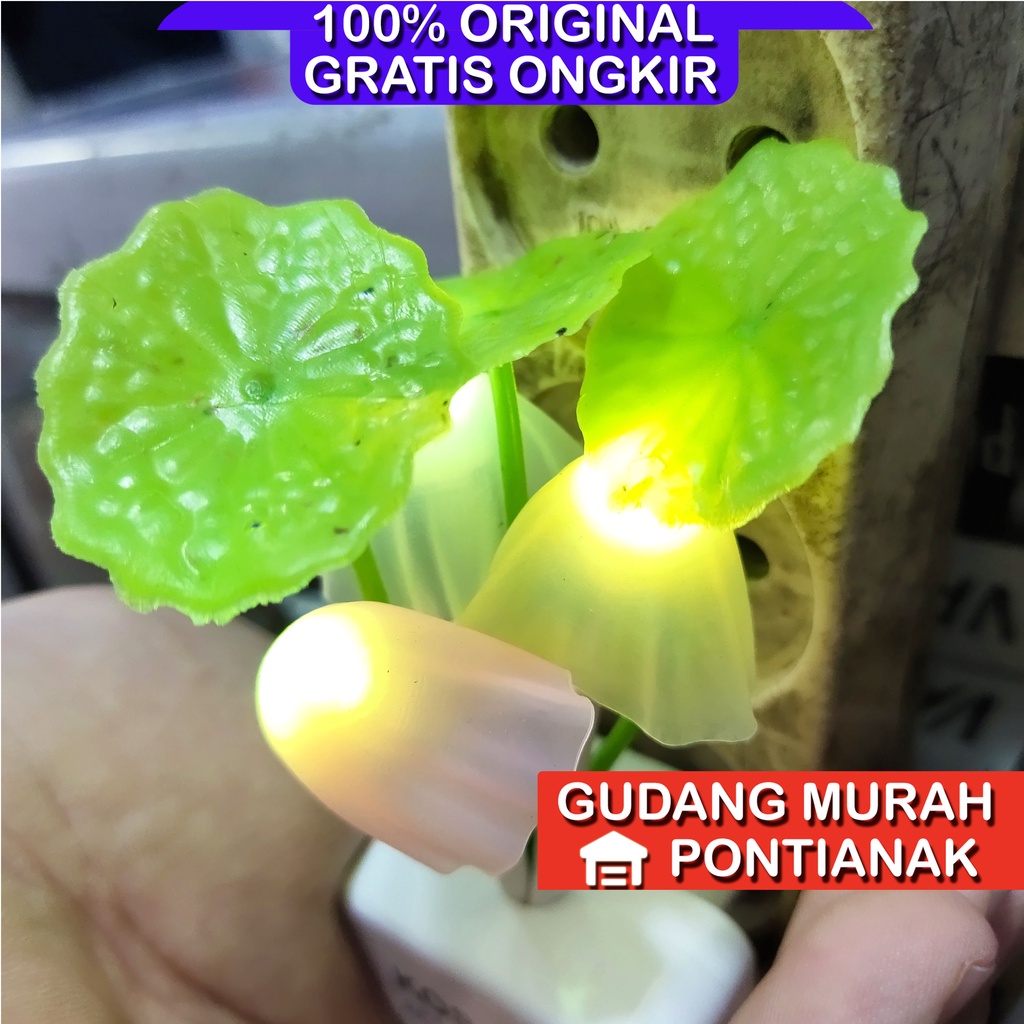 Lampu Tidur Bunga Jamur Sensor Cahaya Warna Warni