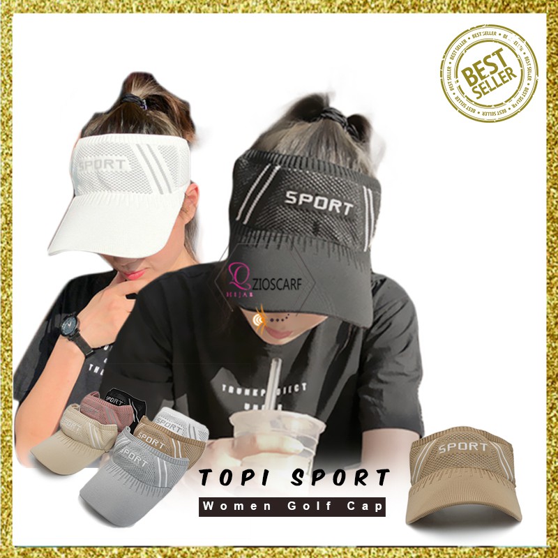 TOPI SENAM WANITA SUMMER ZUMBA SEPEDA PANTAI SPORT ANTI UV TENIS TENNIS GOLF KOREA WANITA PRIA ZR