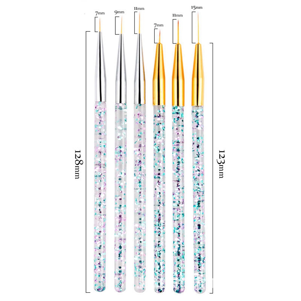 3 Pcs Pen Brush Nail Art Ultra Tipis Ukuran 7 / 9 / 11 / 16mm Untuk Manicure