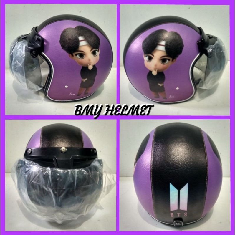 helm bogo retro dewasa motif BTS_JIN