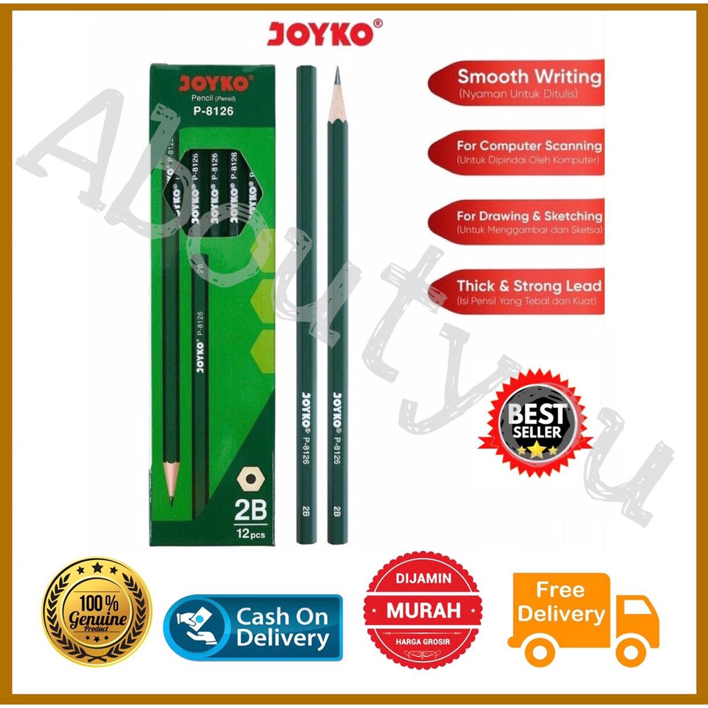 

Pensil / Pencil kayu 2B per BATANG serut JOYKO unik murah grosir