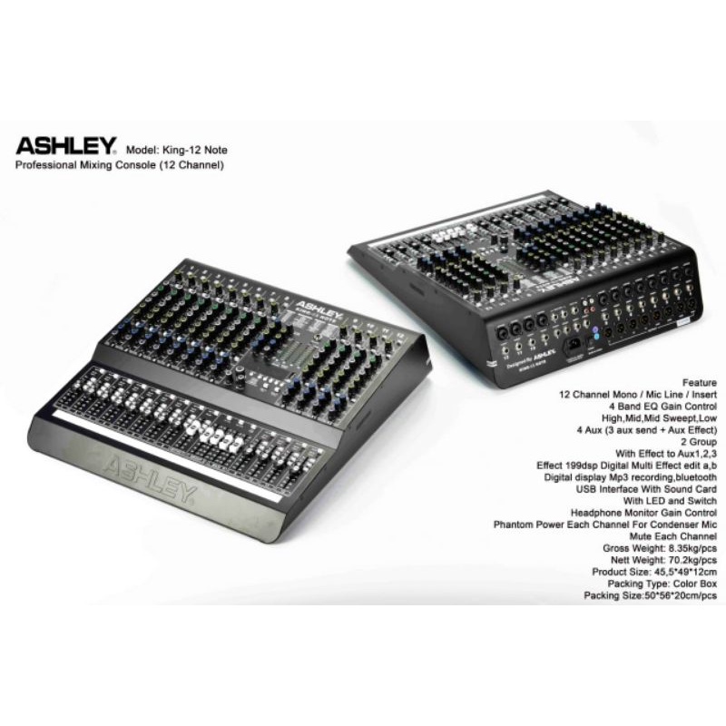 Ashley king 12 note/Mixer audio Ashley king12 note 12ch