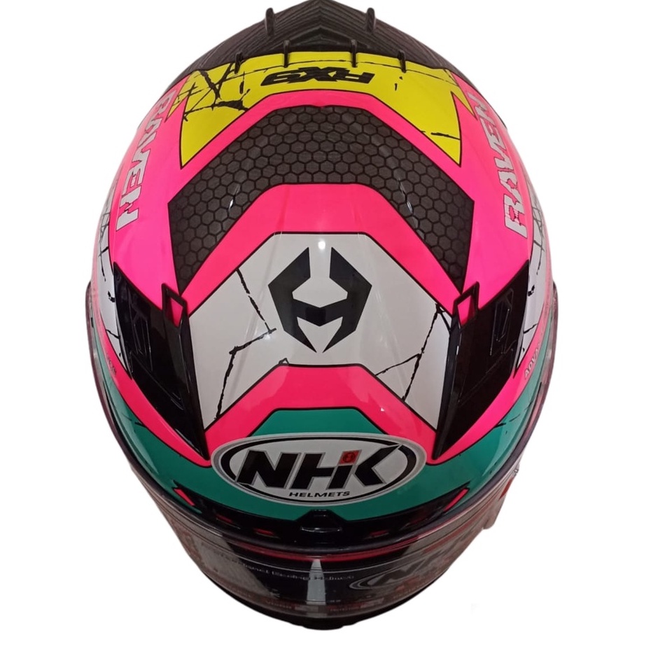 HELM NHK RX9 RACER X NINE RAVEN PINK FLO TOSCA YELLOW DOUBLE VISOR FULL FACE ORIGINAL SNI