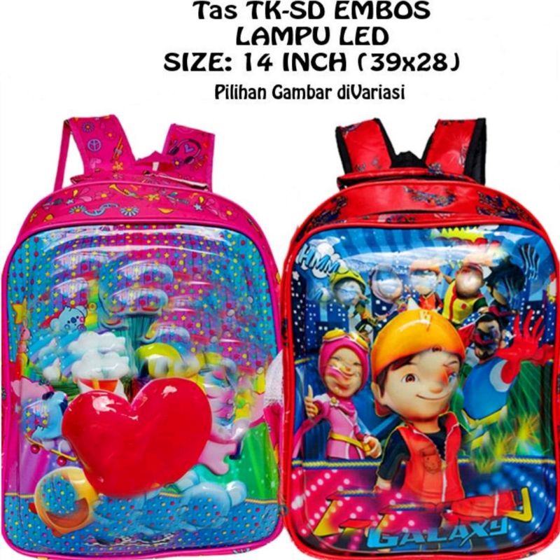 Tas 3D Timbul Ransel Anak Sekolah SD/TK Emboss / tas ransel anak / tas ransel anak laki laki / tas ransel anak perempuan / tas ransel anak BT-5 LAMPU