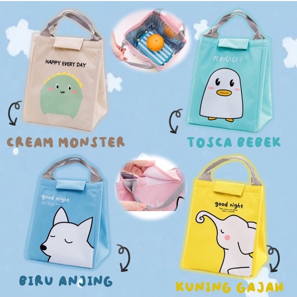 Cooler Bag Karakter Ukuran BESAR / Tas Bekal Canvas lunch bag