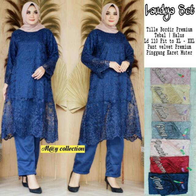 SUPPLIYER SETELAN KEBAYA TILLE BROKAT CELANA LAUDYA SET BROKAT LD 110 CM KUALITAS PREMIUM RE