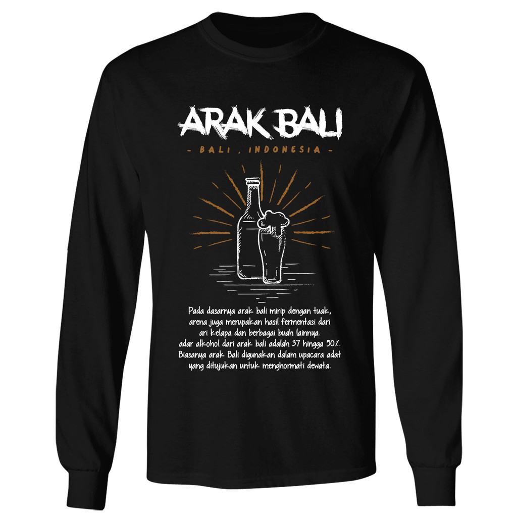 Kaos Minuman Keras Arak Bali Lengan Panjang Hitam Teescape