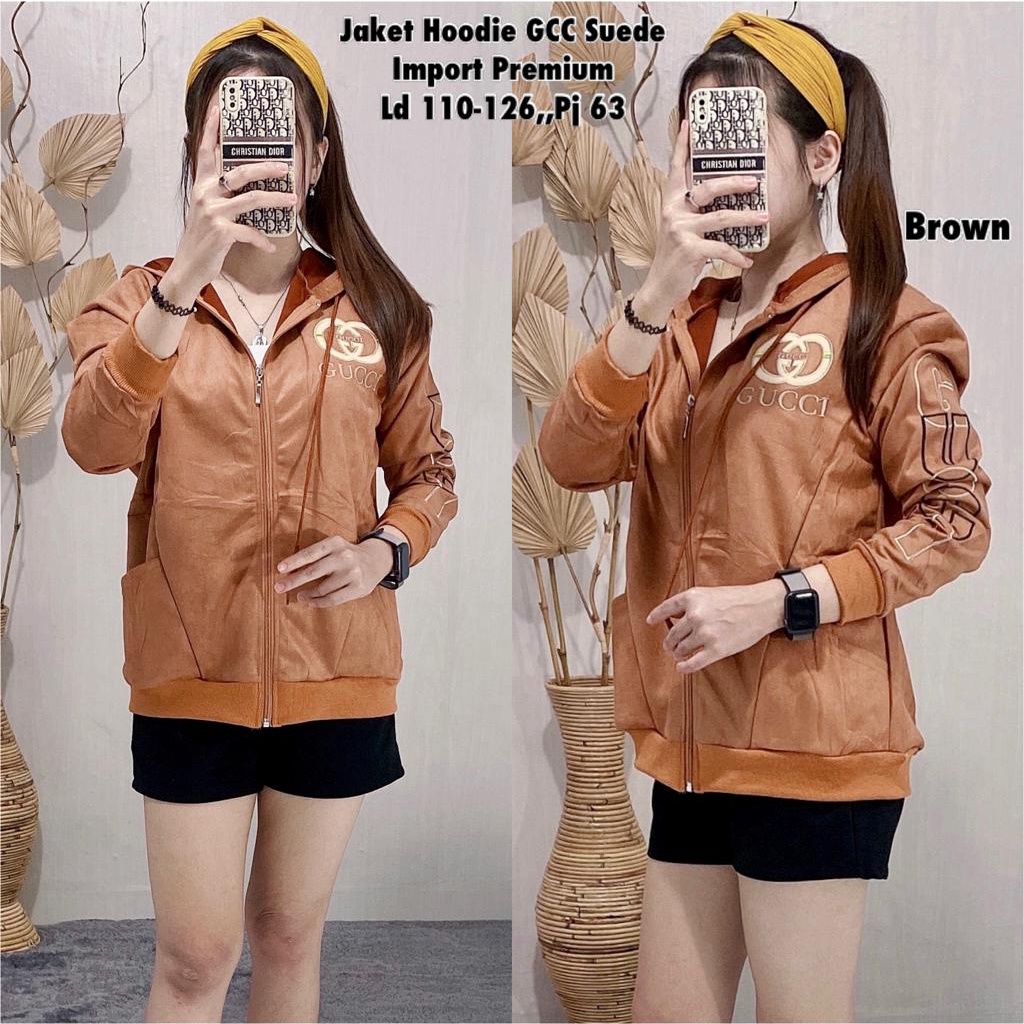 DS FASHION - JAKET WANITA HOODIE SUEDE IMPORT PREMIUM / JAKET WANITA IMPORT / JAKET SUEDE TERBARU / 