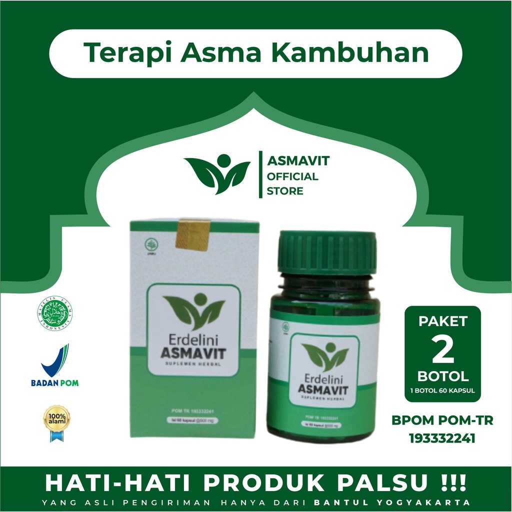 [100% ORIGINAL] PAKET 2 BOTOL ASMAVIT - HERBAL SPESIALIS UNTUK PENGOBATAN ASMA, SESAK NAFAS, BRONKIT