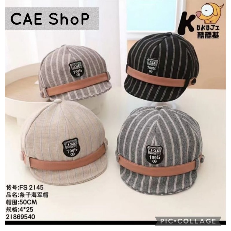 TOPI BARET BERET IMPORT ANAK BAYI BALITA LAKI PEREMPUAN MOTIF MOOO dan GARIS-7