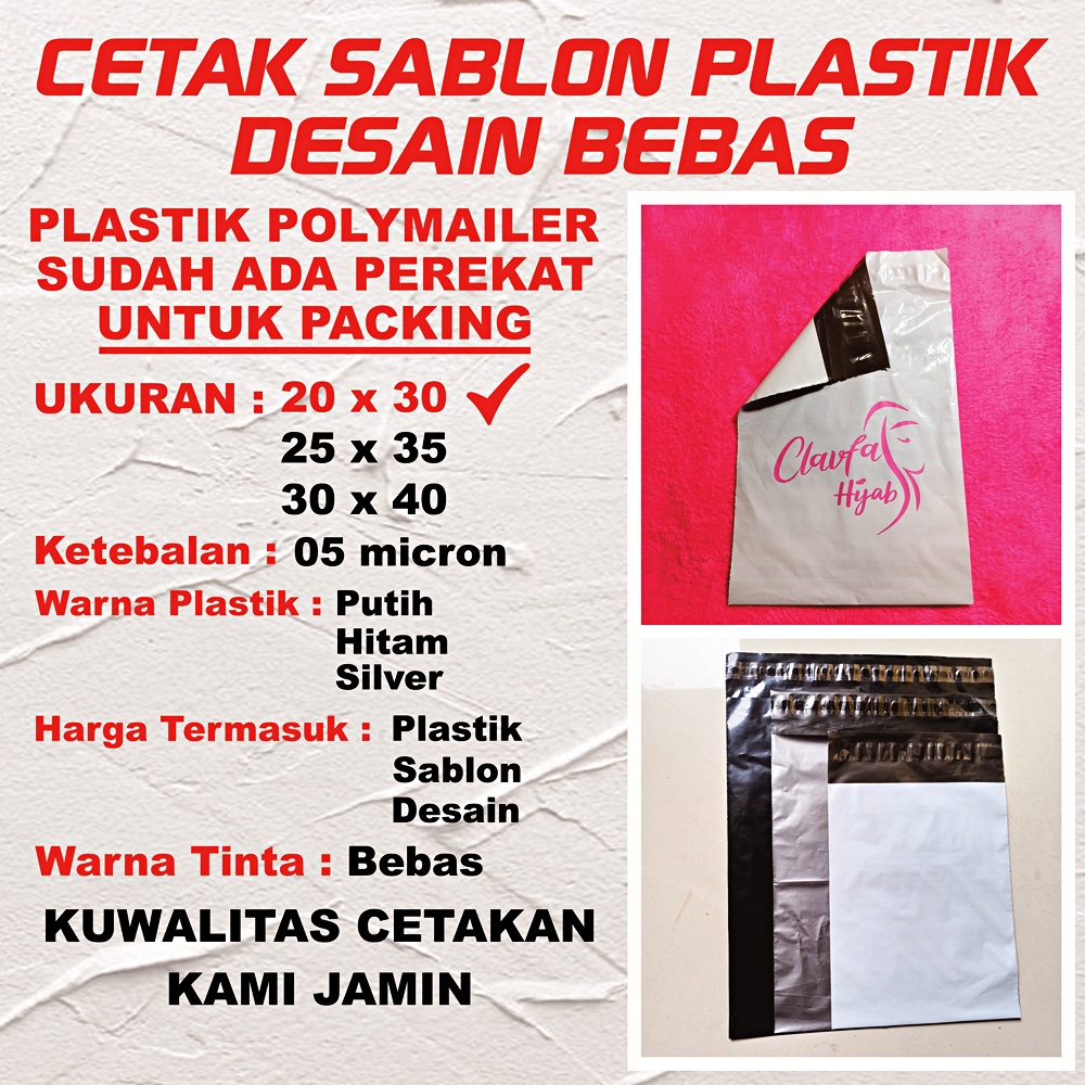Sablon Plastik Polymailer 20 X 30 polimailer Custom Logo Olshop