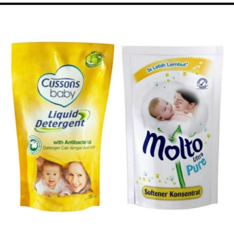 Molto Pewangi Pakaian Ultra Pure 720ml + Sussons Baby Daterjen Cair