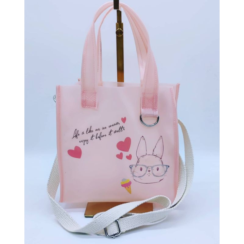 tas selempang wanita usagi diy bag mika pink pvc/ bunny love
