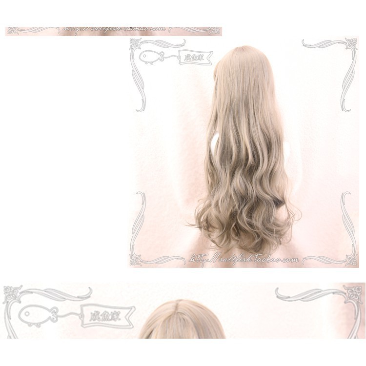 LOL-146 wig rambut palsu daily korea kpop panjang wavy linen gray