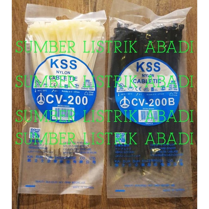 

BISA BAYAR DITEMPAT Kabel Ties KSS CV 200 isi 100pcs (hitam/ putih) PROMO SPECIAL Kode 902
