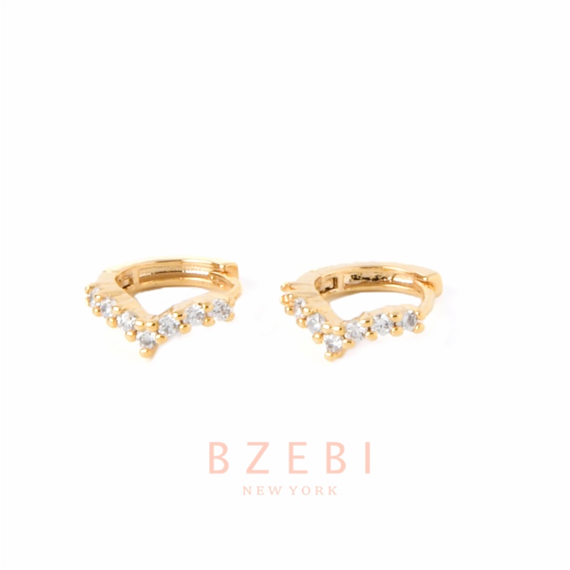 Bzebi Anting Bulat Mini Warna Gold 916 Hias Berlian Imitasi Gaya Korea Dengan Kotak Untuk Wanita 480e