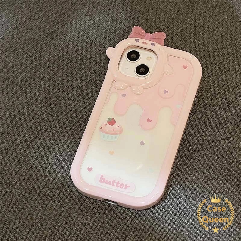 Bow-knot Monster Case Oppo A17 A7 A7 A5S A12 A3S A12E A53 A74 A95 A16K A16E A17K A52 A92 A96 A76 Reno 5 5F 4F 7 A5 A9 A16 A54 A15 A57 A31 A15s A55 A16s Candy Butter Cream Strawberry