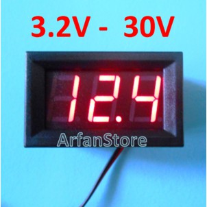 Voltmeter 3.2-30V Display Warna Merah 0.56&quot; Digital Volt Meter + Frame