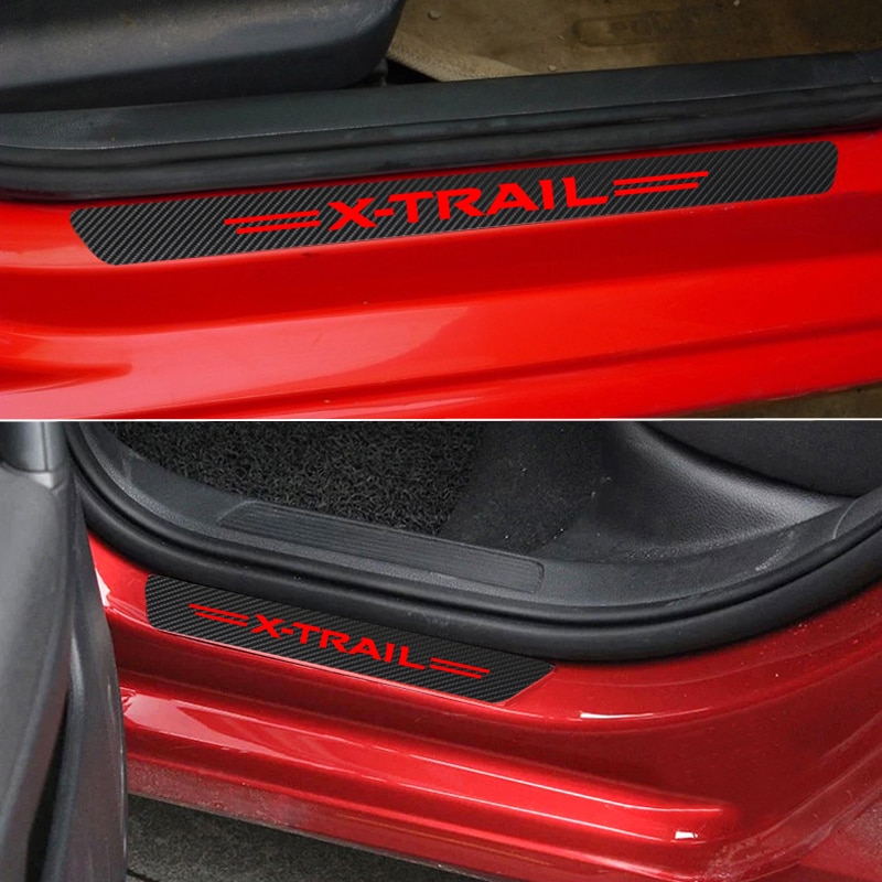 4pcs Stiker Sill Pintu Bahan Serat Karbon Untuk Nissan X-Trail Xtrail T30 T31 T32 2002-2021