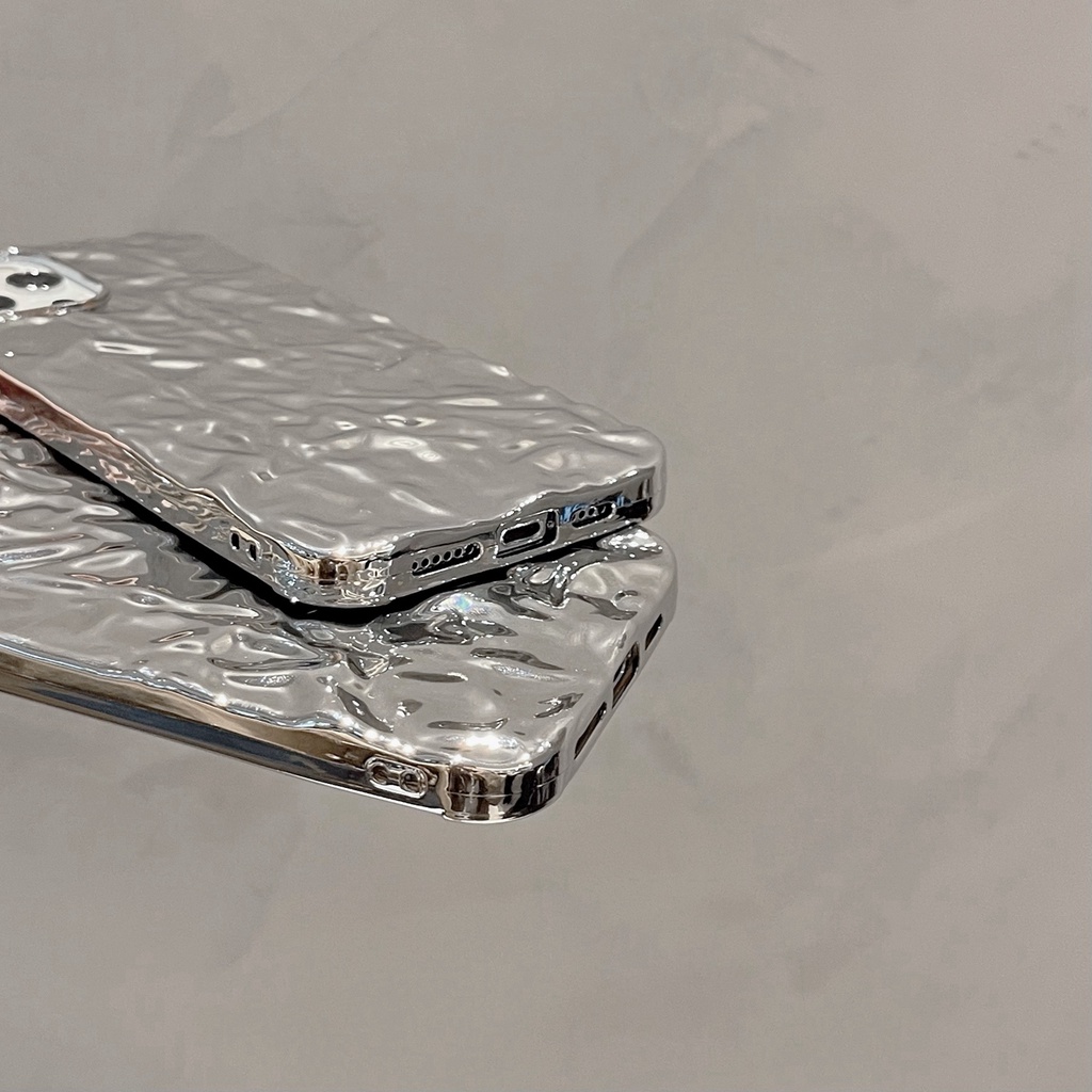 Soft Case Motif Kertas Timah Warna Silver Untuk Iphone 13 12 11 Pro Max 8 + 7 Plus X Xs Max Xr X