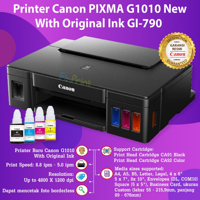 Printer Canon G1010 Ink Tank G-1010 Infus Head CA91 CA92 Tinta GI790