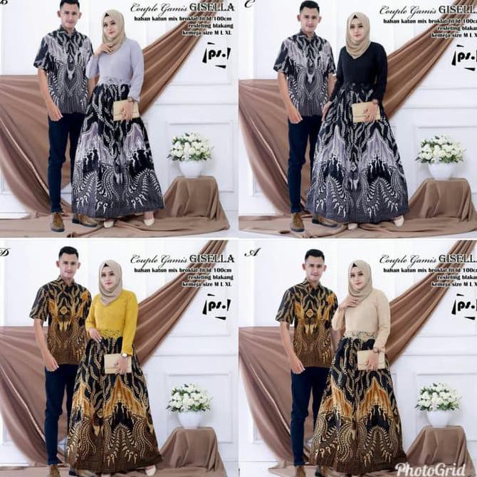 PRODUK READY... COUPLE GAMIS GISELLA / COUPLE GAMIS BROKAT / COUPLE GAMIS BATIK BUSUI MURAH
