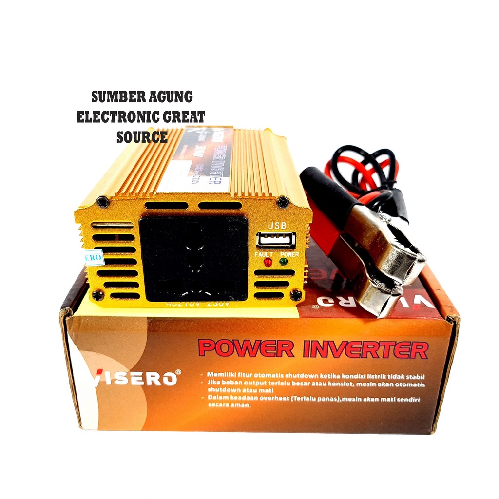 Visero Power Inverter VIO300W 300W USB DC 12V to AC 230V Battery