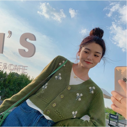 Knitwear Atasan rajut Sweter wanita BUNGA/Cardingan wanita Knit 7243#