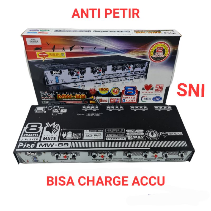 AMPLI WALET PIRO MW89 TERBARU 3 PLAYER 8 CHANNEL PLUS CHANGER ACCU