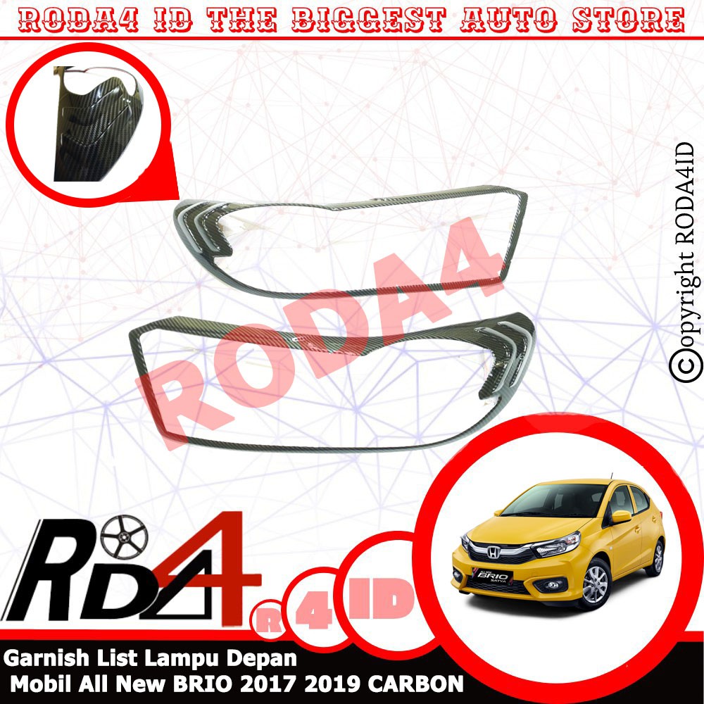 Garnish Lampu Depan / Headlamp CARBON All New Brio 2018-2019