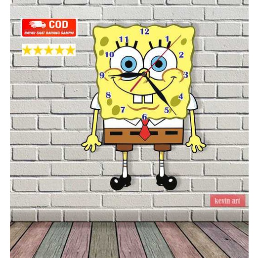 DEKORASI DINDING AESTHETIC JAM DINDING KARAKTER SPONGEBOB UNIK DAN KEREN FURNITURE KAMAR BESAR MURAH