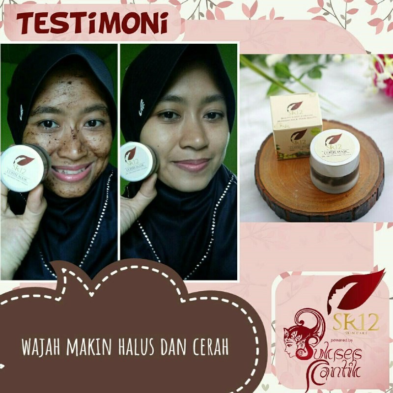 COFFEE MASK SR12 PEELING NATURAL / MASKER PEELING KOPI MENGATASI KOMEDO FLEK HITAM BEKAS JERAWAT