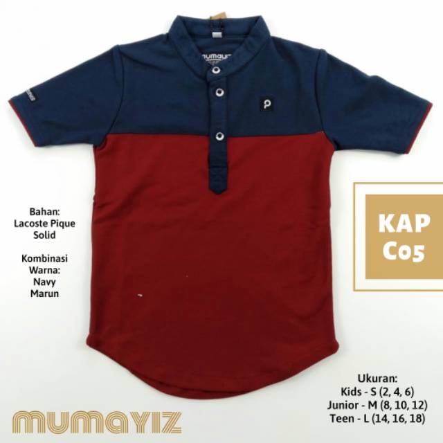 MUMAYIZ Koko kurta Anak bahan Kaos Lacoste Kaos navy marun