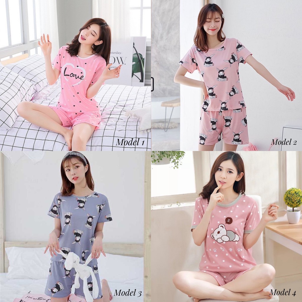 [ OBRAL / SALE  / TERMURAH ]Baju fashion tidur piyama wanita cewek bahan import murah BTB002-1