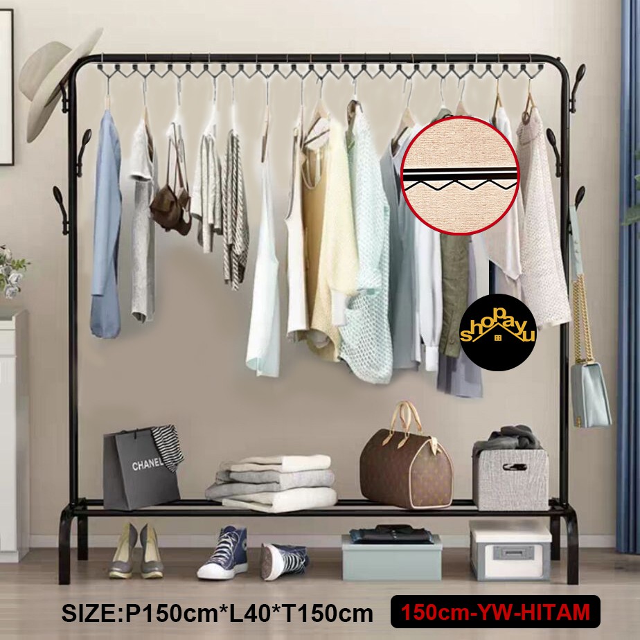 Jual Gantungan Baju Rak Besi Rak Jemuran Portable Stand Hanger Single Tempat Pakaian Rak Baju 3564