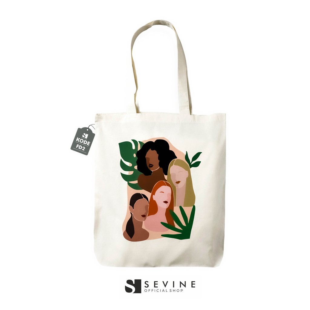 Sevine Tote Bag Resleting Tas Totebag Laptop Wanita Artsy Painting Series - FD