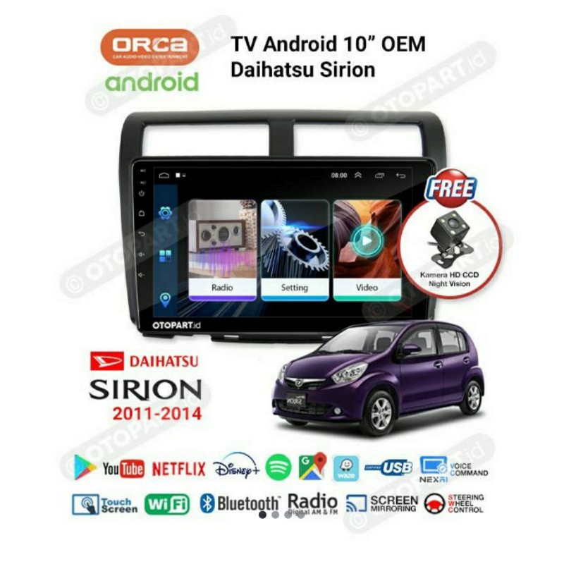Head unit oem sirion orca - tv android suzuki sirion orca - tv android orca adr1088 10 inch