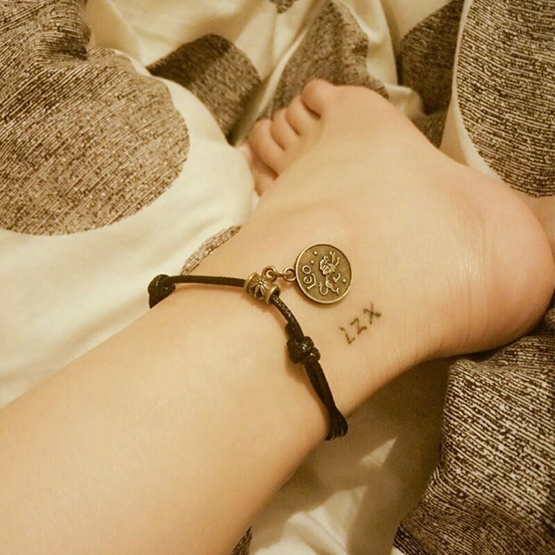 2022 Gelang Kaki Tali Hitam Gaya Vintage Bohemia Motif 12 Rasi Bintang Untuk Perhiasan Wanita